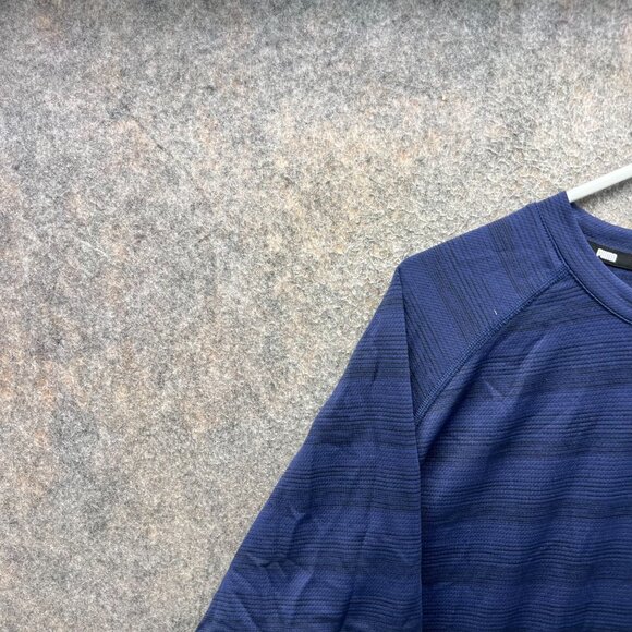 Puma Shirt Mens XL Blue Navy Stripes Athletic Jersey Training Soccer Stretch - Picture 2 of 10
